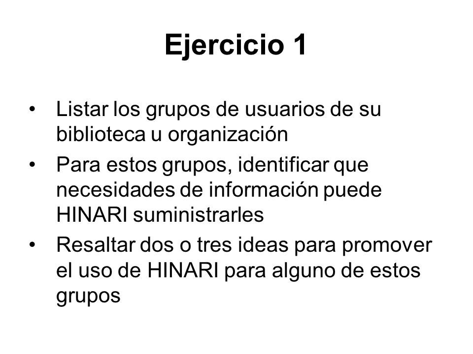 Ejercicio 1 Listar los grupos de usuarios de su biblioteca u organización.