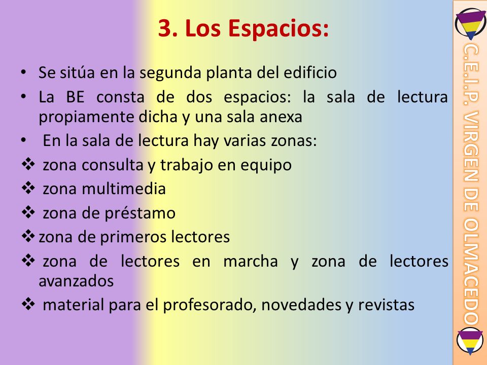 3. Los Espacios: Se sitúa en la segunda planta del edificio