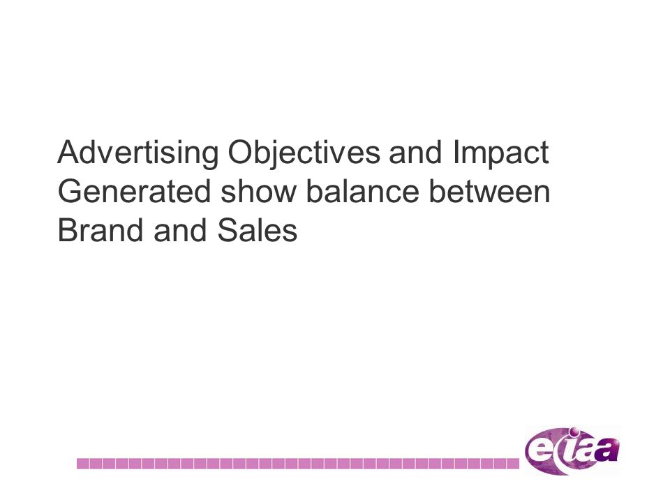 Advertising Objectives and Impact Generated show balance between Brand and Sales