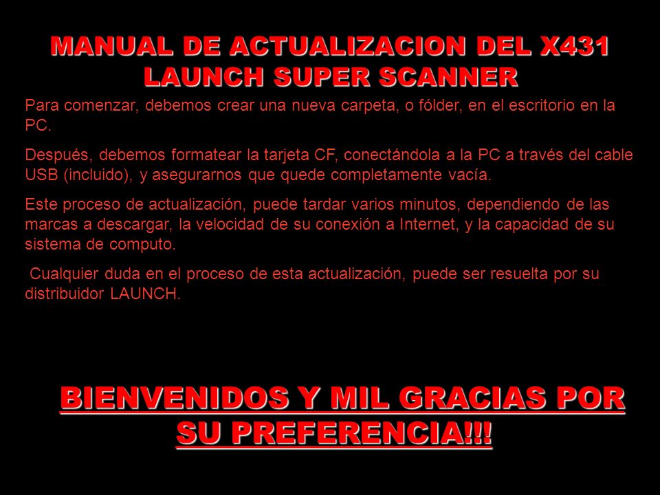 MANUAL DE ACTUALIZACION DEL X431 LAUNCH SUPER SCANNER