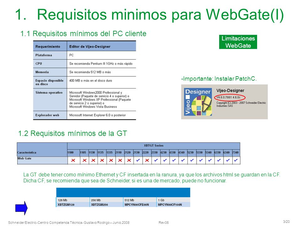 Requisitos minimos para WebGate(I)