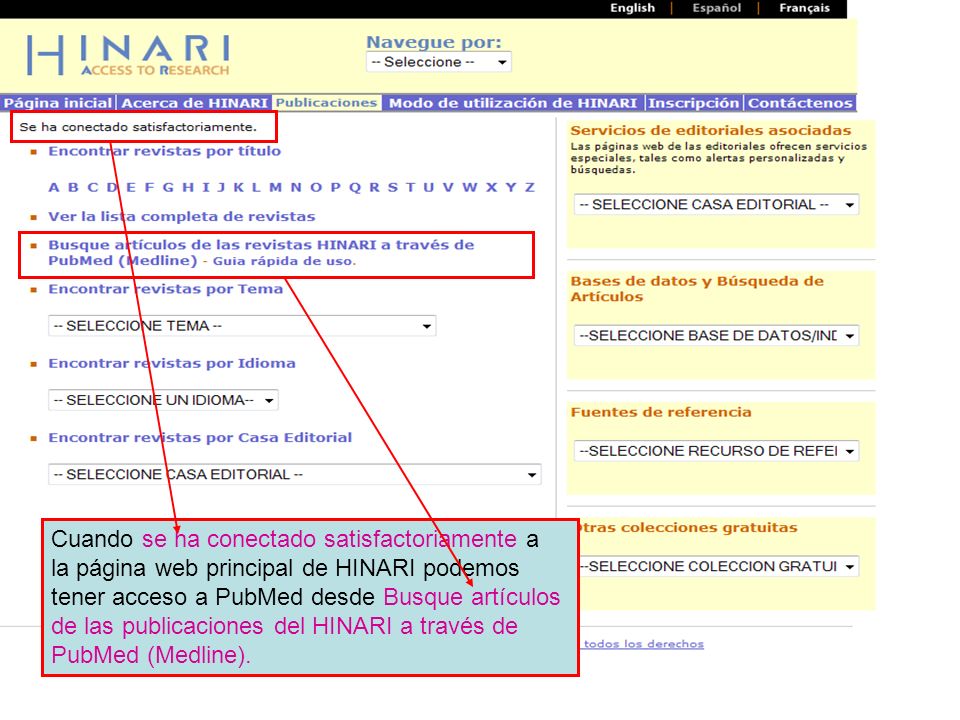 Main HINARI webpage