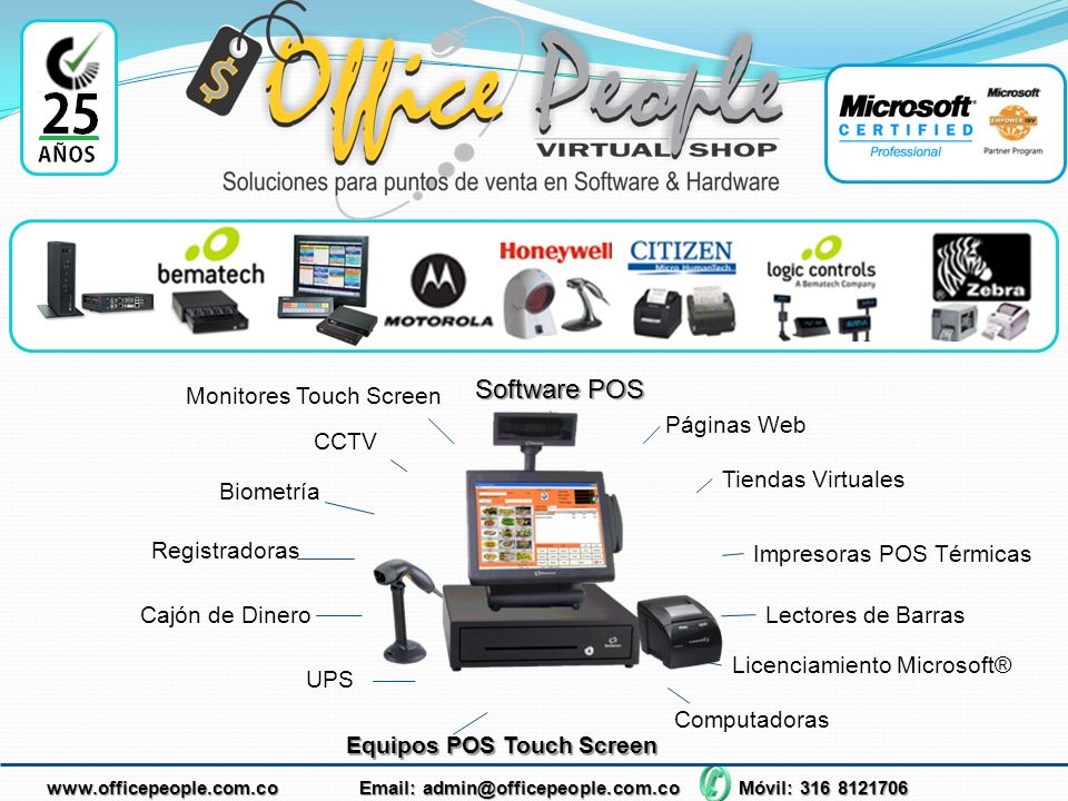 Software POS Monitores Touch Screen Páginas Web CCTV Tiendas Virtuales