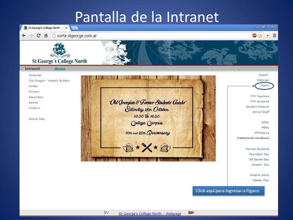 Pantalla de la Intranet