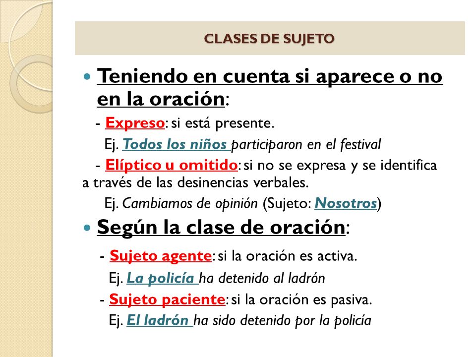 Teniendo en cuenta si aparece o no en la oración: