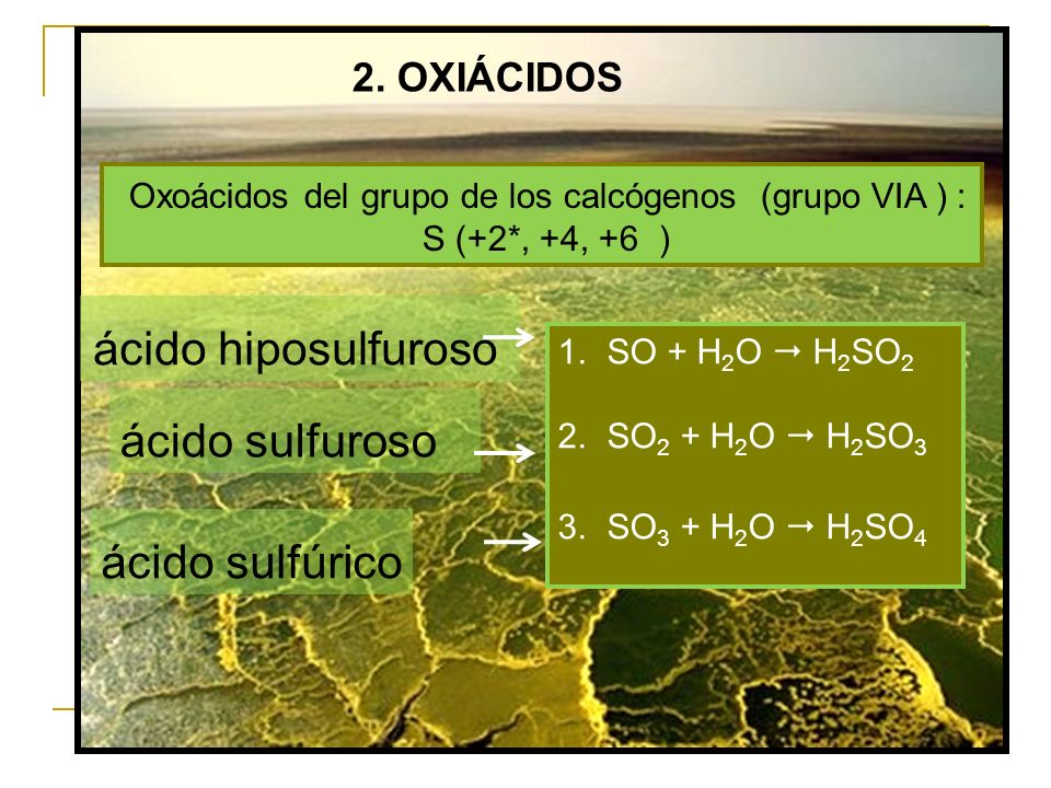 Oxoácidos del grupo de los calcógenos (grupo VIA ) :