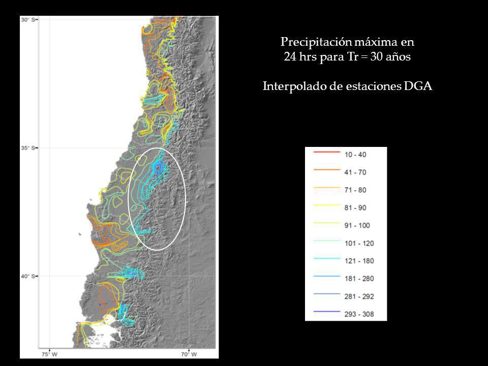 Precipitación máxima en 24 hrs para Tr = 30 años
