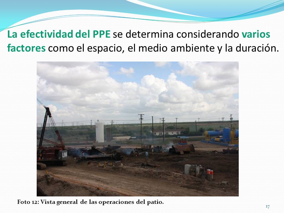 La efectividad del PPE se determina considerando varios factores como el espacio, el medio ambiente y la duración.