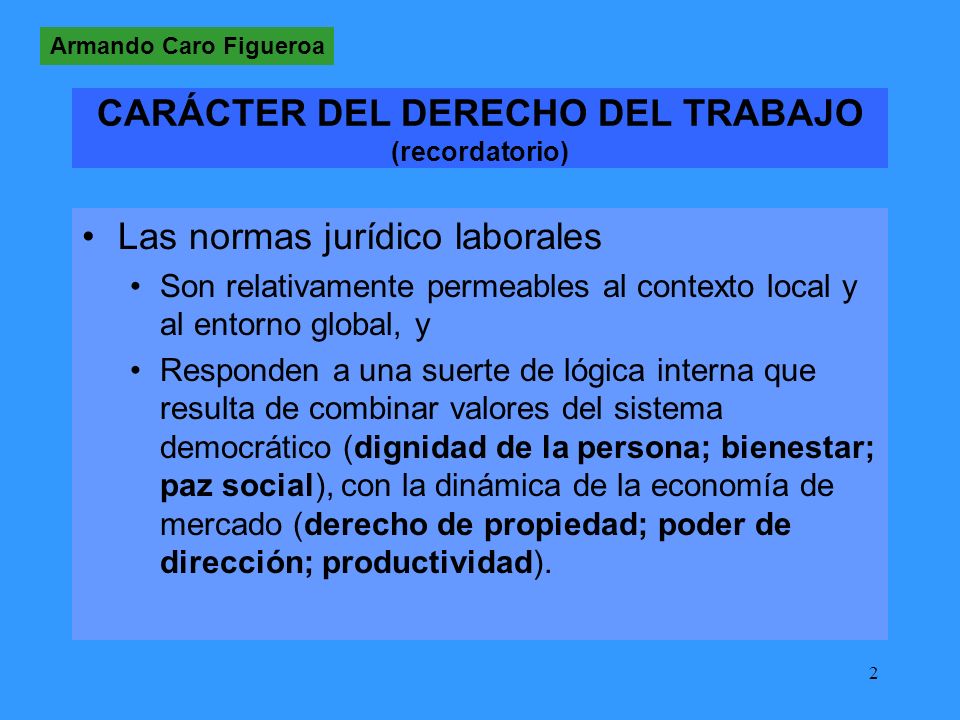 CARÁCTER DEL DERECHO DEL TRABAJO (recordatorio)