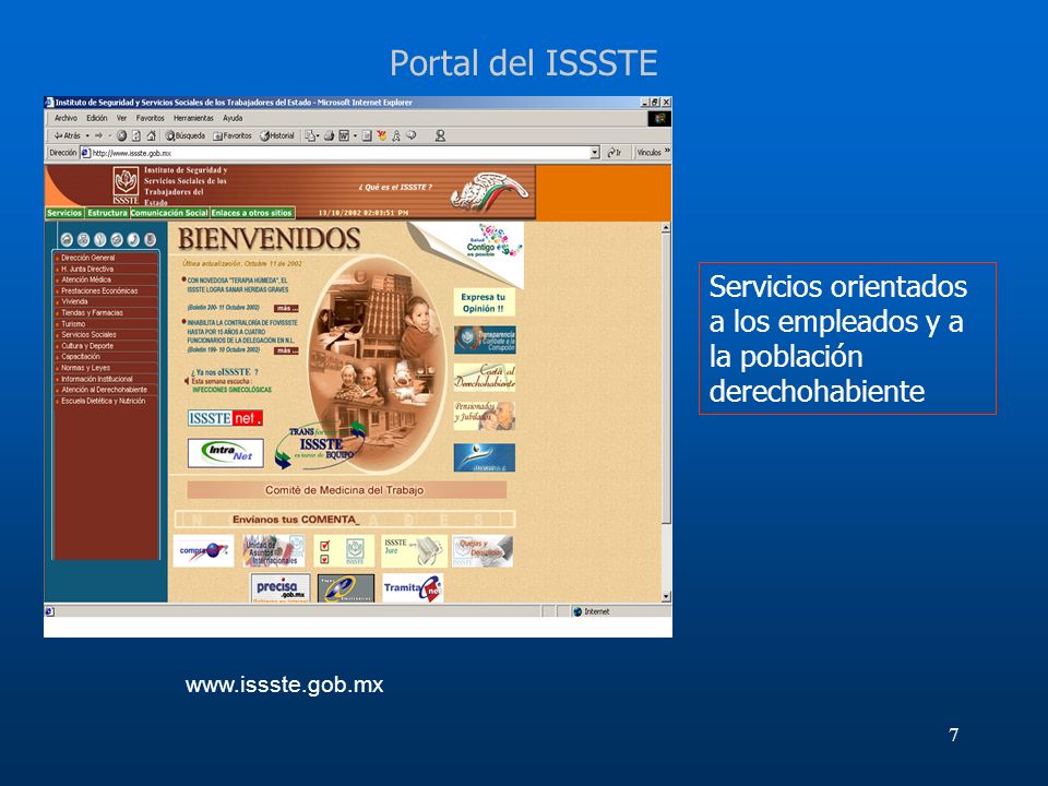 Portal del ISSSTE Servicios orientados a los empleados y a la población derechohabiente.