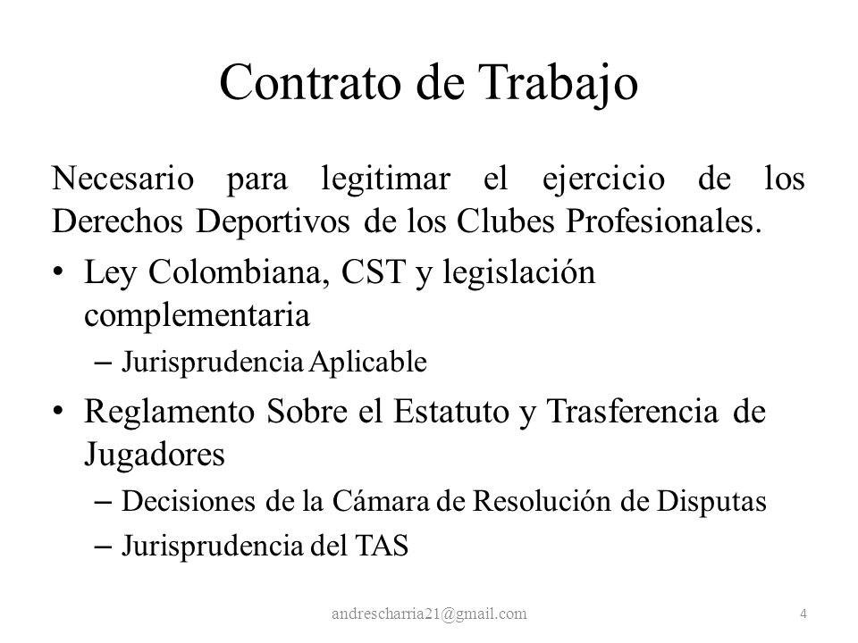 Contrato de Trabajo Necesario para legitimar el ejercicio de los Derechos Deportivos de los Clubes Profesionales.
