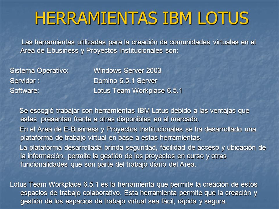 HERRAMIENTAS IBM LOTUS