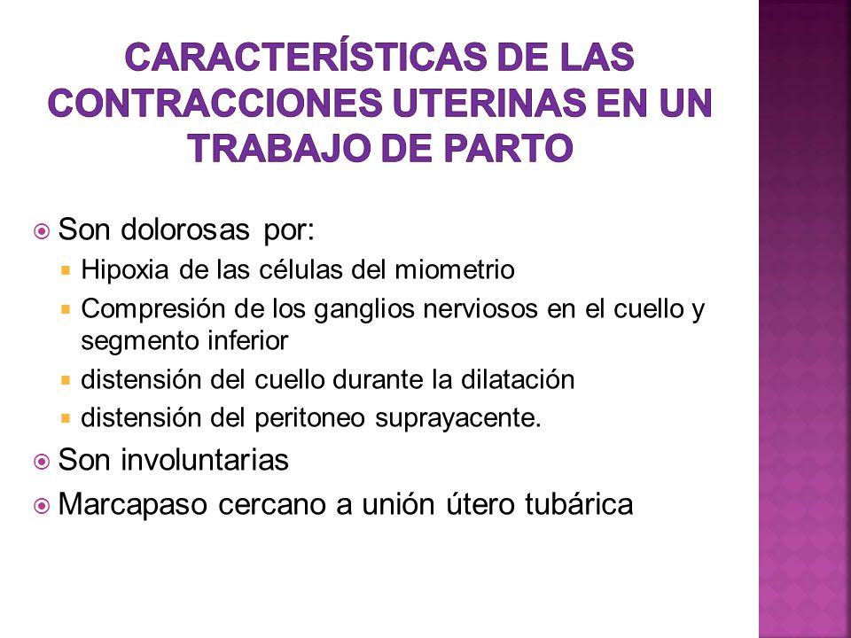 Características de las Contracciones uterinas en un trabajo de parto