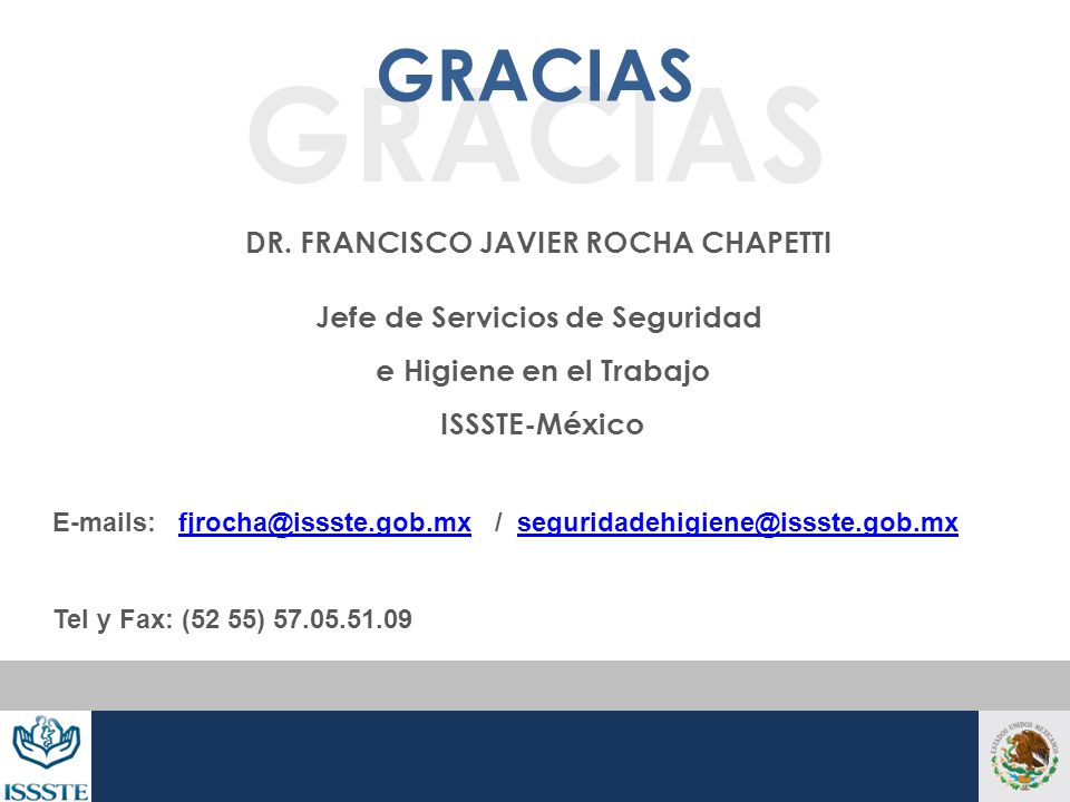 DR. FRANCISCO JAVIER ROCHA CHAPETTI Jefe de Servicios de Seguridad