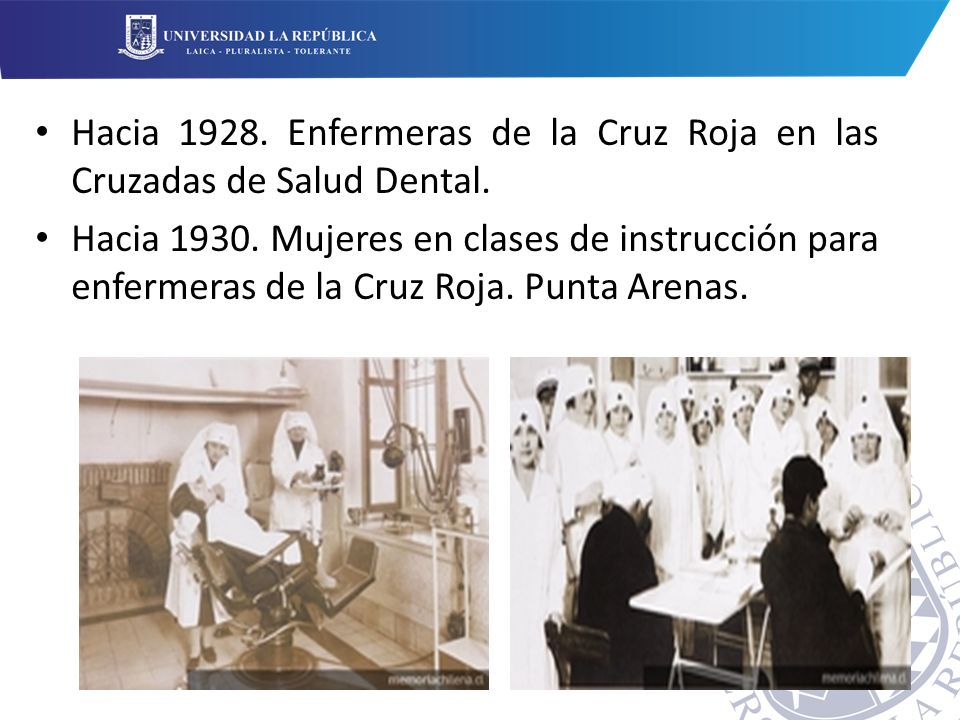 Hacia Enfermeras de la Cruz Roja en las Cruzadas de Salud Dental.