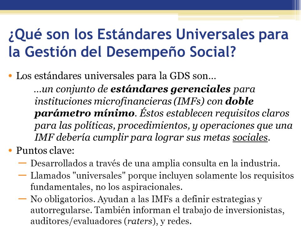 ¿Qué son los Estándares Universales para la Gestión del Desempeño Social