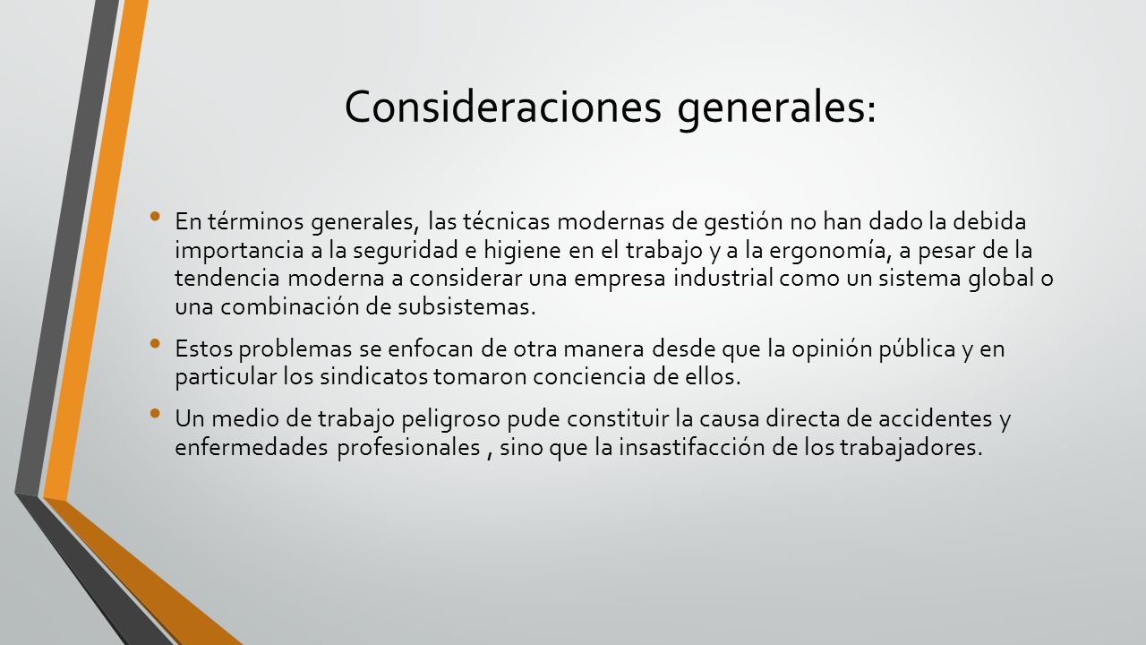 Consideraciones generales: