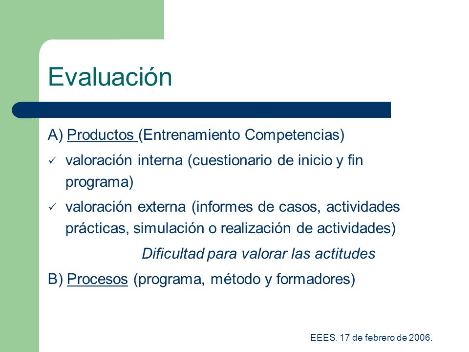 Evaluación A) Productos (Entrenamiento Competencias)