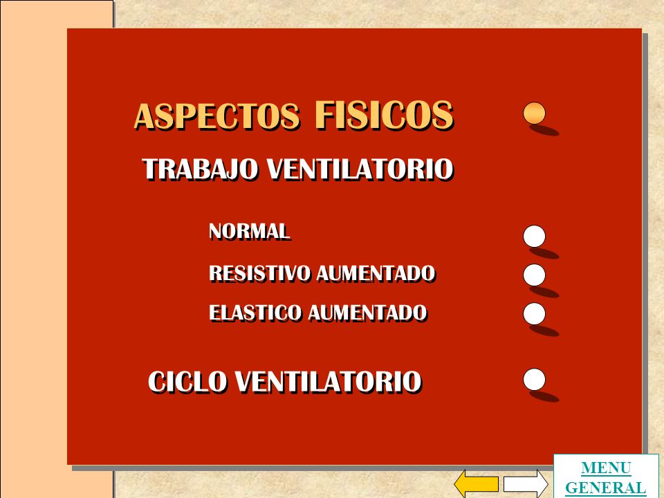 ASPECTOS FISICOS NORMAL TRABAJO VENTILATORIO CICLO VENTILATORIO