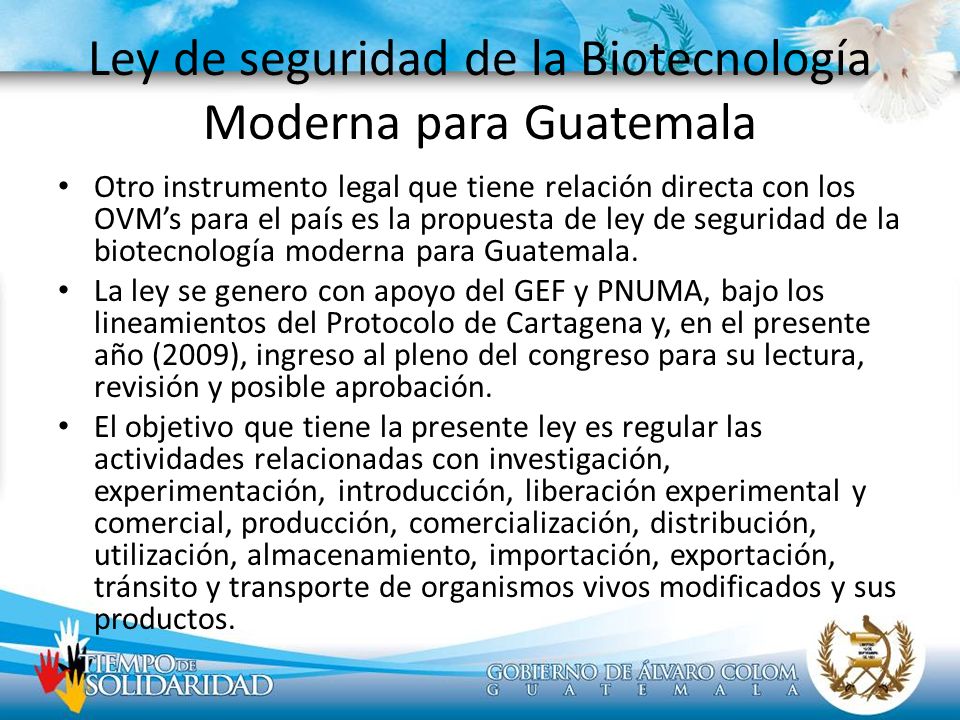 Ley de seguridad de la Biotecnología Moderna para Guatemala