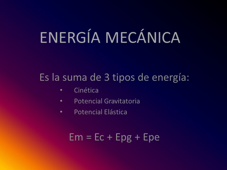 Es la suma de 3 tipos de energía: