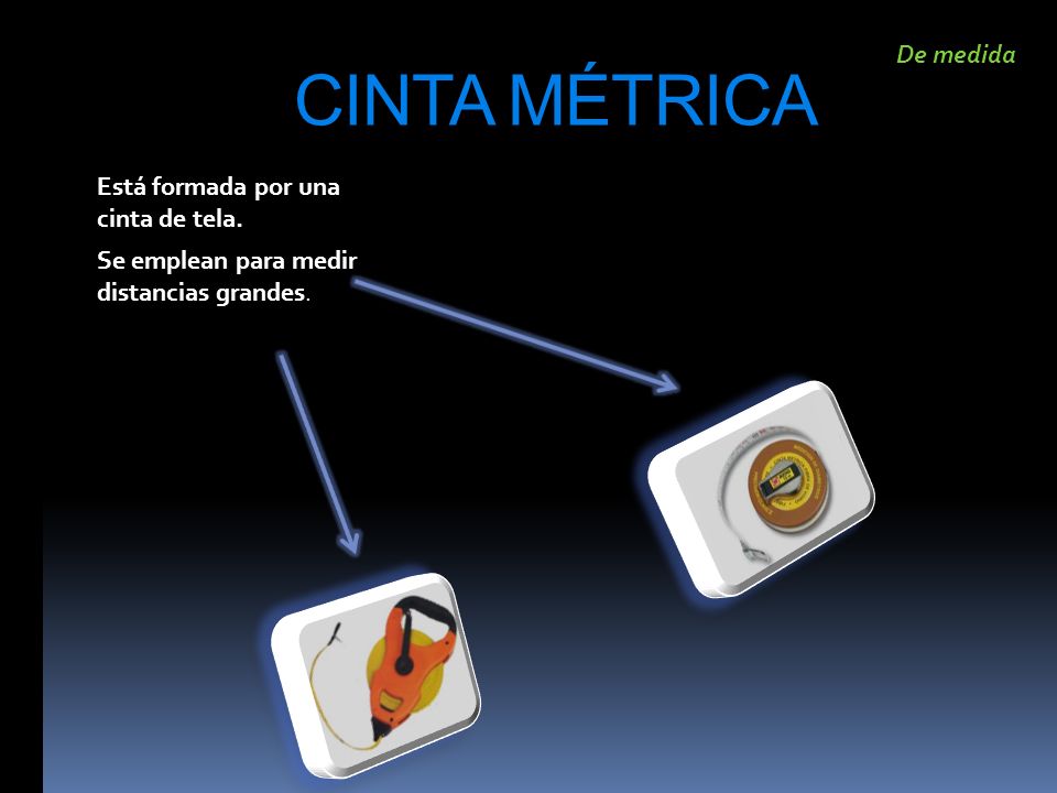 CINTA MÉTRICA De medida Está formada por una cinta de tela.