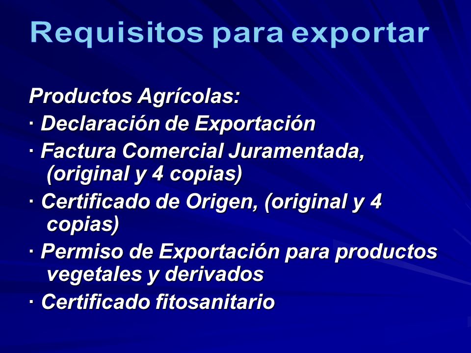 Requisitos para exportar