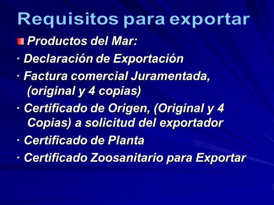 Requisitos para exportar