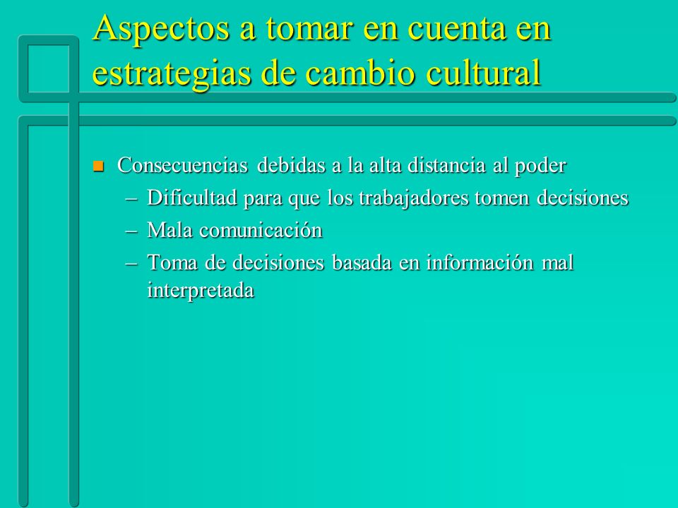 Aspectos a tomar en cuenta en estrategias de cambio cultural