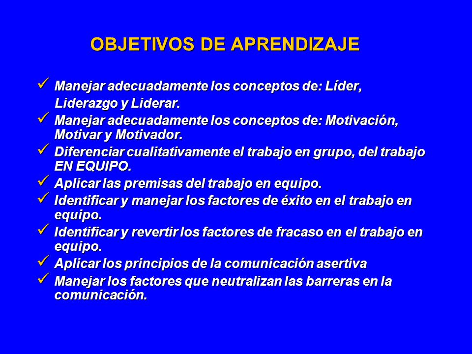 OBJETIVOS DE APRENDIZAJE