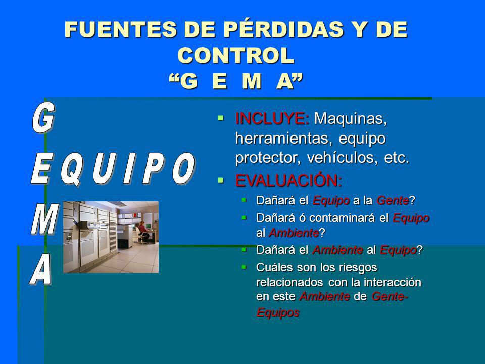FUENTES DE PÉRDIDAS Y DE CONTROL G E M A
