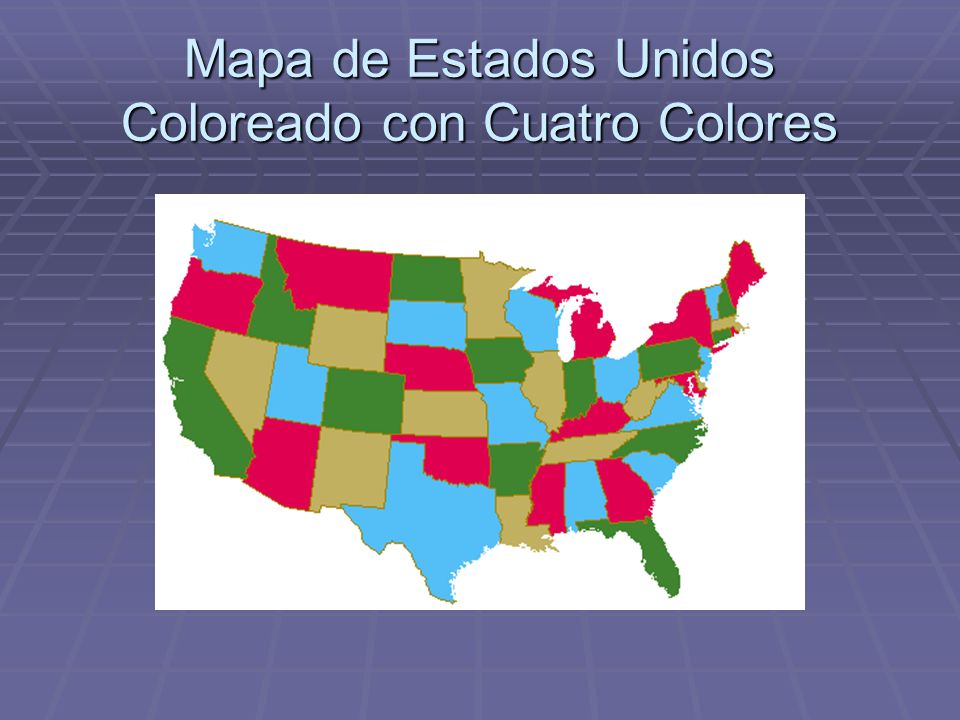 Mapa de Estados Unidos Coloreado con Cuatro Colores