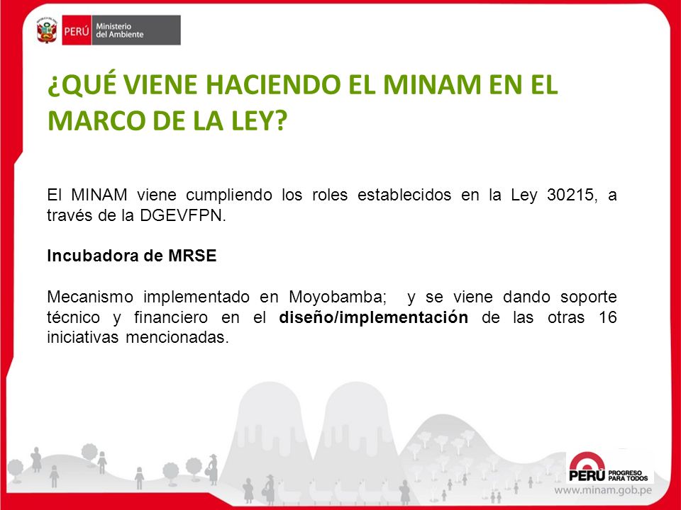 ¿QUÉ VIENE HACIENDO EL MINAM EN EL MARCO DE LA LEY