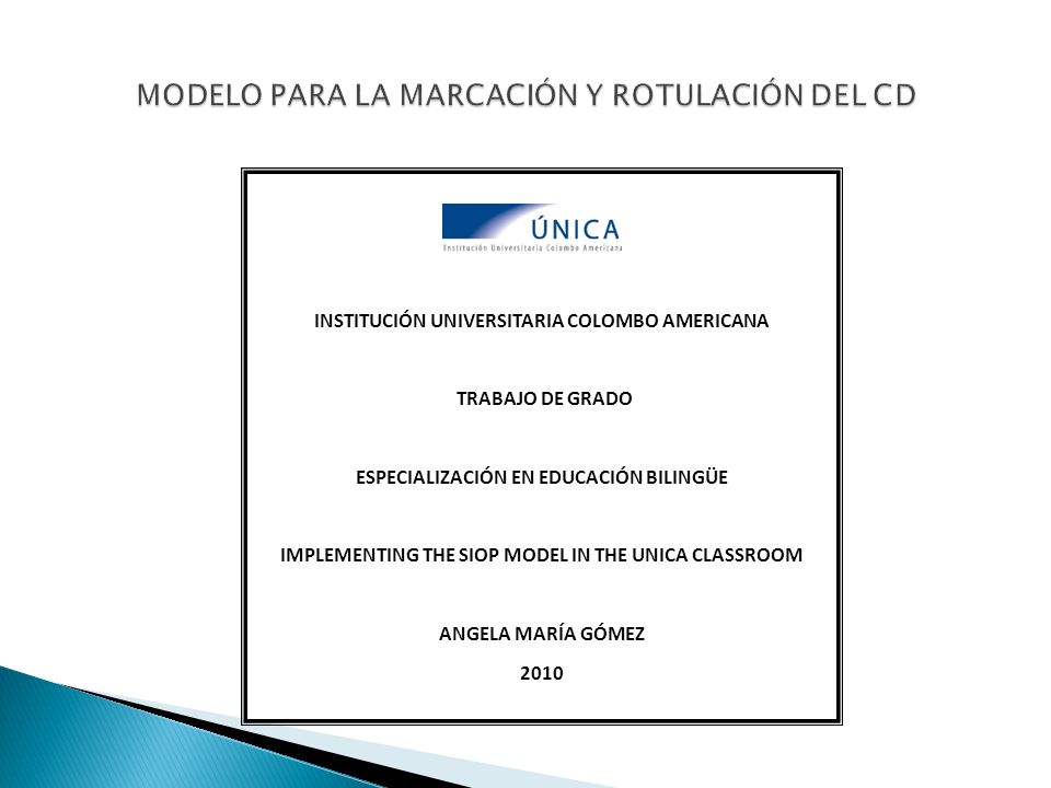 MODELO PARA LA MARCACIÓN Y ROTULACIÓN DEL CD