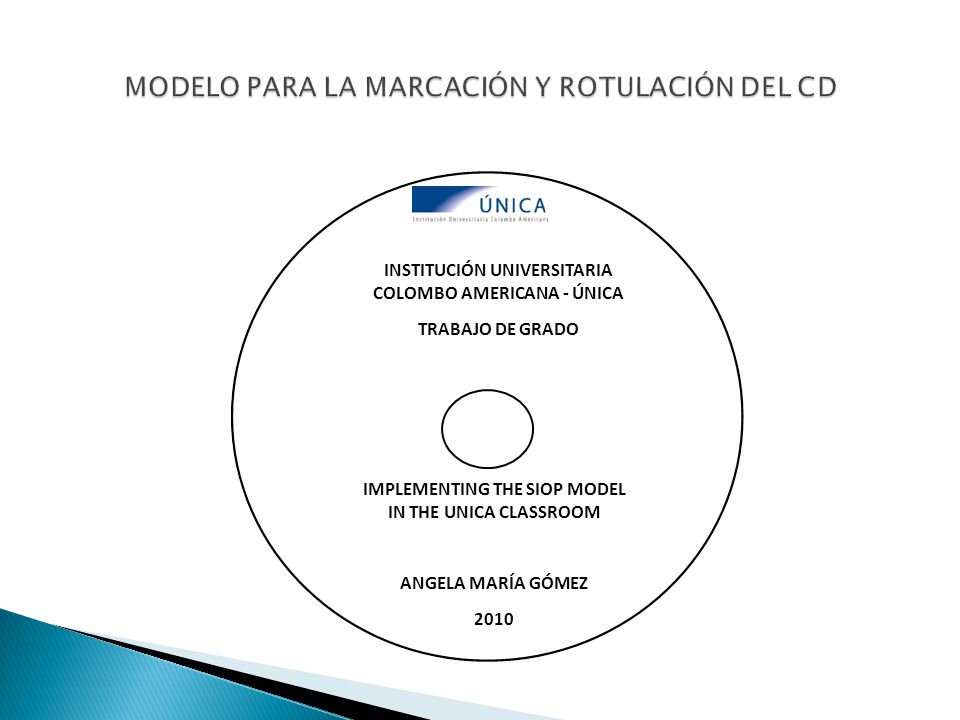 MODELO PARA LA MARCACIÓN Y ROTULACIÓN DEL CD