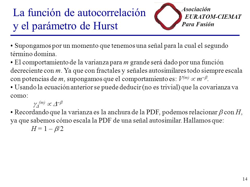La función de autocorrelación y el parámetro de Hurst