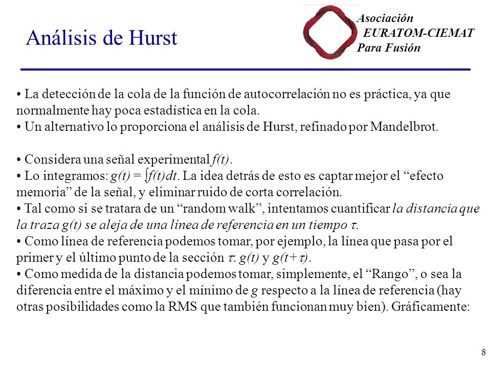 Análisis de Hurst La detección de la cola de la función de autocorrelación no es práctica, ya que normalmente hay poca estadística en la cola.