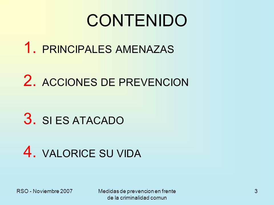 Medidas de prevencion en frente de la criminalidad comun