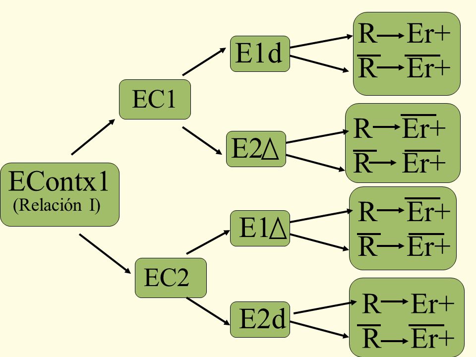 R Er+ E1d EC1 R Er+ E2 EContx1 (Relación I) R Er+ E1 EC2 R Er+ E2d