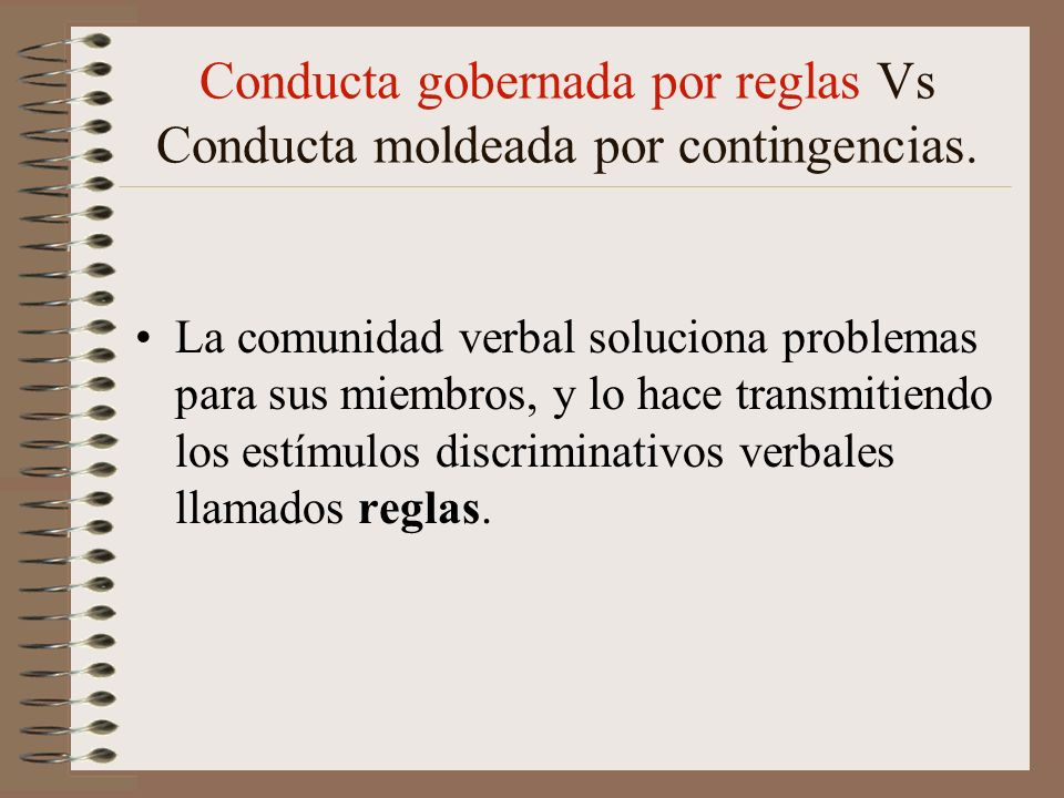 Conducta gobernada por reglas Vs Conducta moldeada por contingencias.