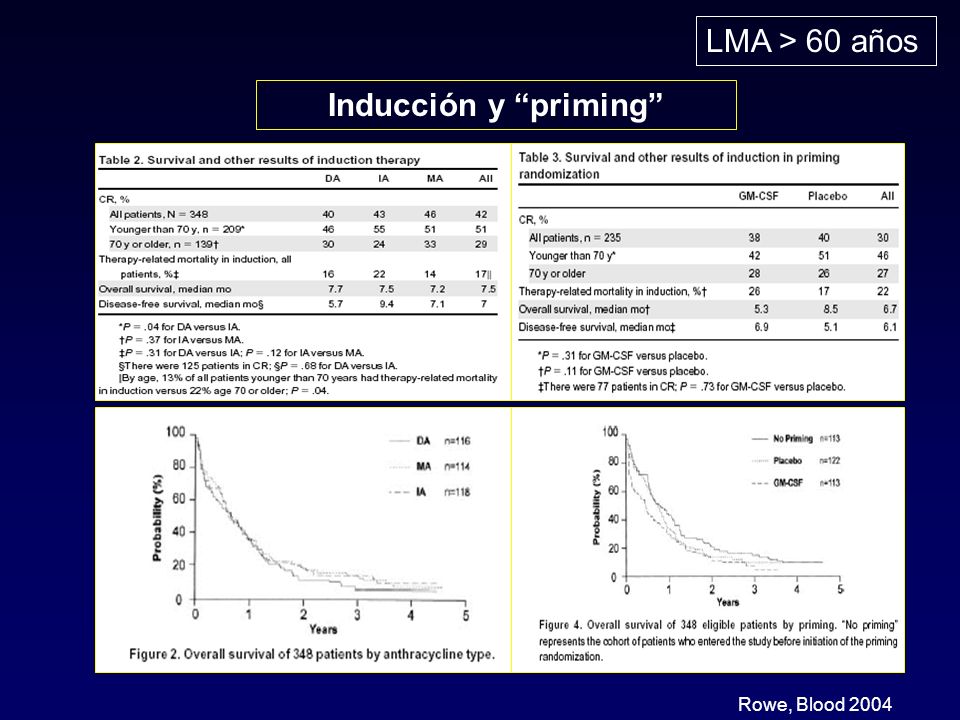 LMA > 60 años Inducción y priming Rowe, Blood 2004