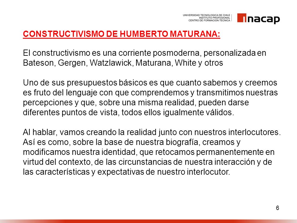 CONSTRUCTIVISMO DE HUMBERTO MATURANA: