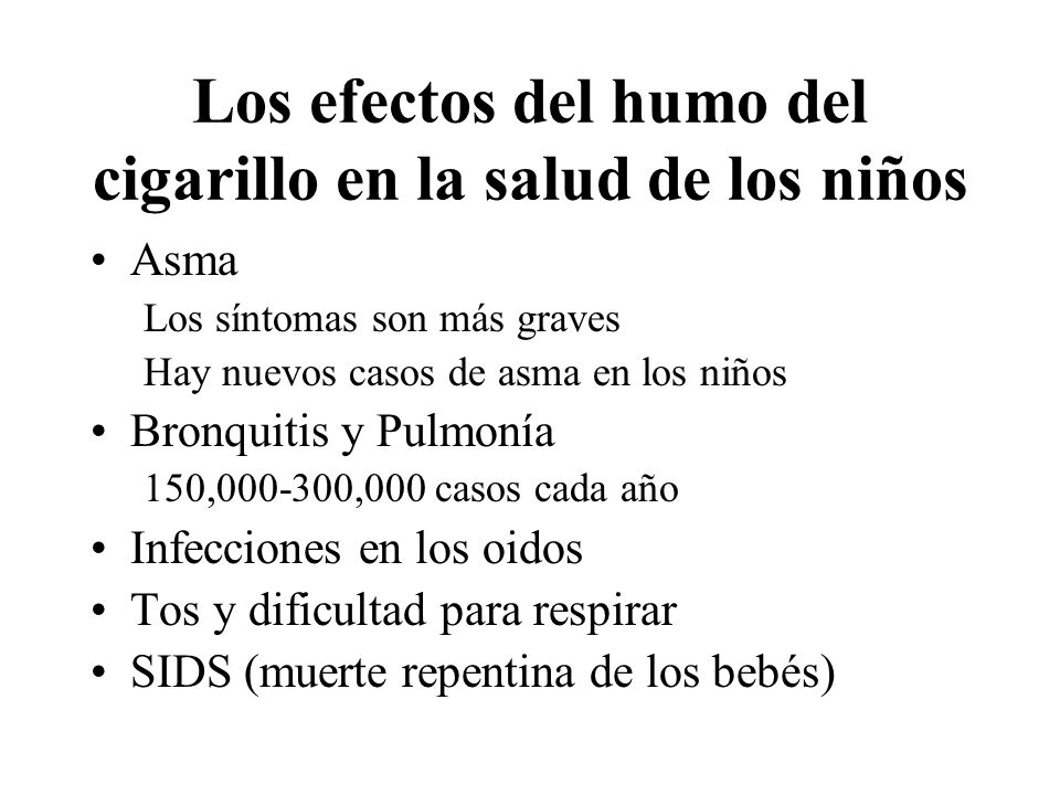 Los efectos del humo del cigarillo en la salud de los niños