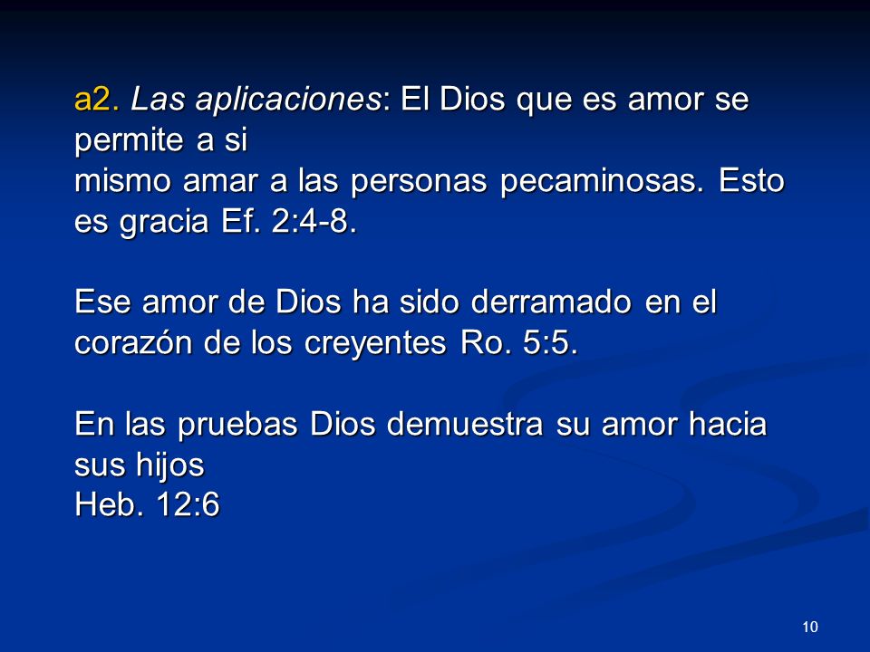 a2. Las aplicaciones: El Dios que es amor se permite a si