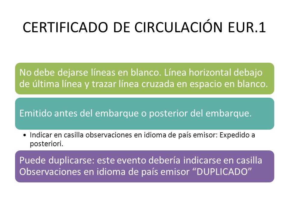 CERTIFICADO DE CIRCULACIÓN EUR.1