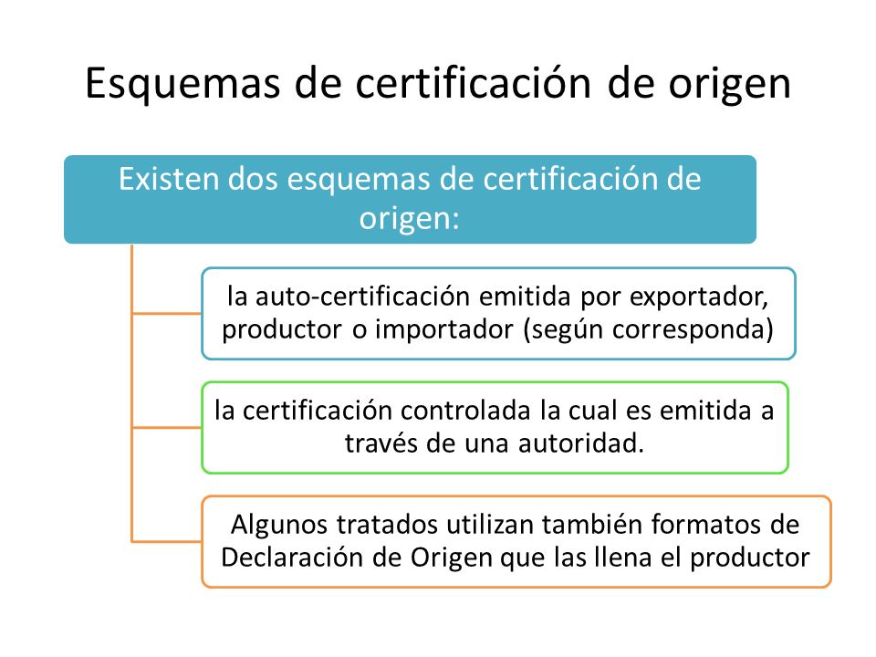 Esquemas de certificación de origen