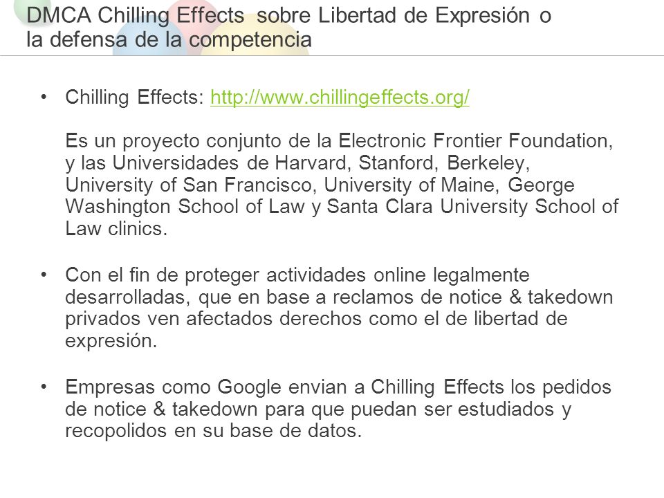 DMCA Chilling Effects sobre Libertad de Expresión o la defensa de la competencia