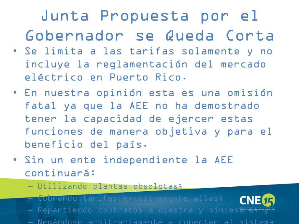 Junta Propuesta por el Gobernador se Queda Corta