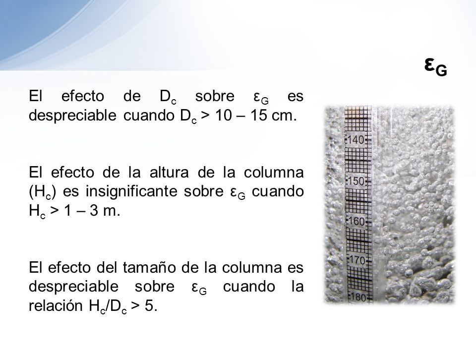 εG El efecto de Dc sobre εG es despreciable cuando Dc > 10 – 15 cm.
