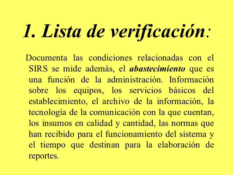 1. Lista de verificación: